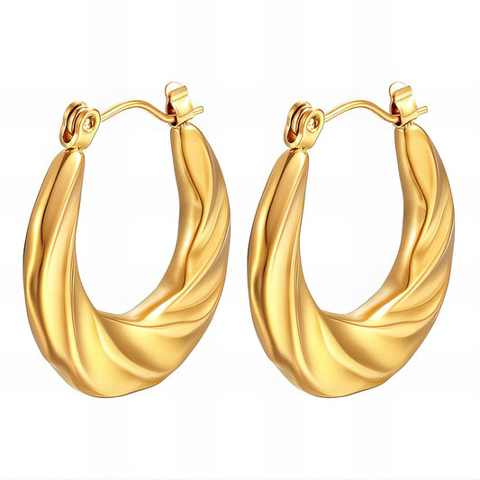 Earrings, 18K Gold Plated Steel