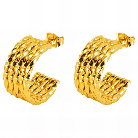 Earrings, 18K Gold Plated Steel