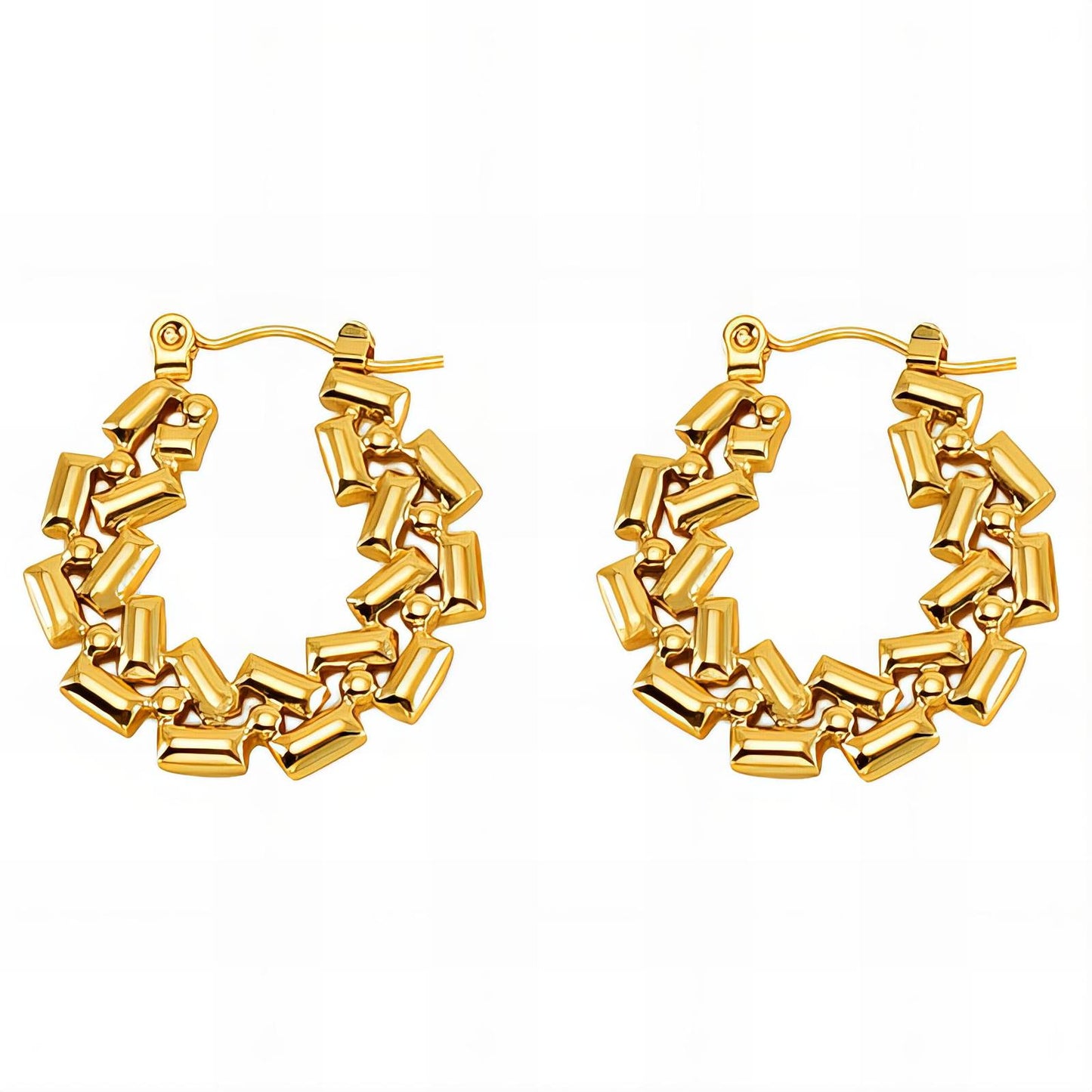 Earrings, 18K Gold Plated Steel