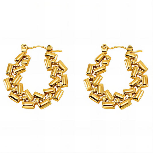 Earrings, 18K Gold Plated Steel