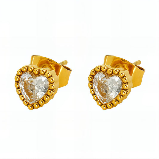 Hearts Earrings, 18K Gold Plated Steel