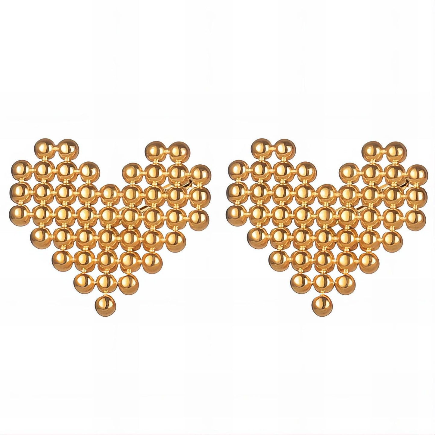 Hearts Earrings, 18K Gold Plated Steel