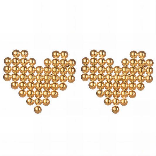Hearts Earrings, 18K Gold Plated Steel