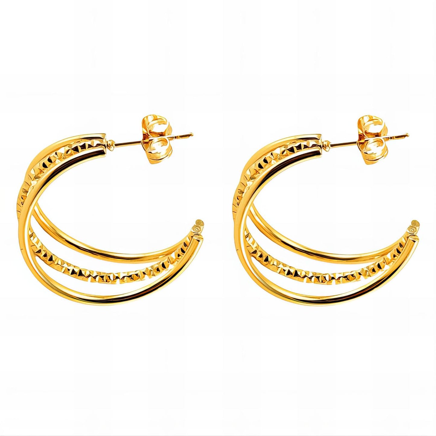 Earrings, 18K Gold Plated Steel