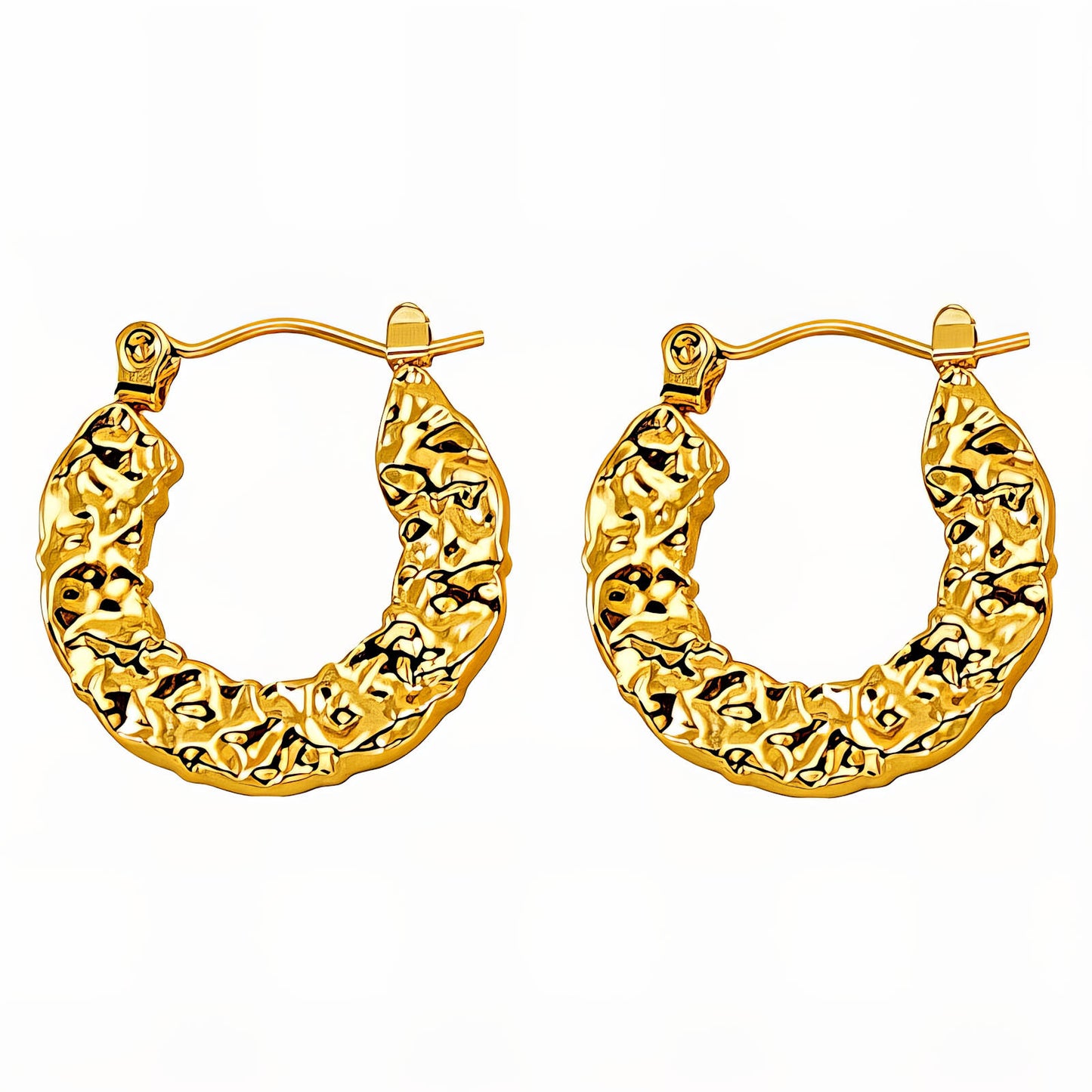 Earrings, 18K Gold Plated Steel