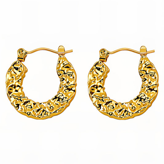Earrings, 18K Gold Plated Steel