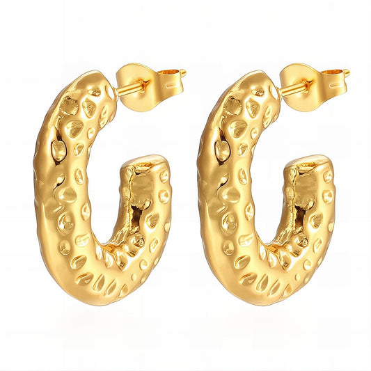 Earrings, 18K Gold Plated Steel