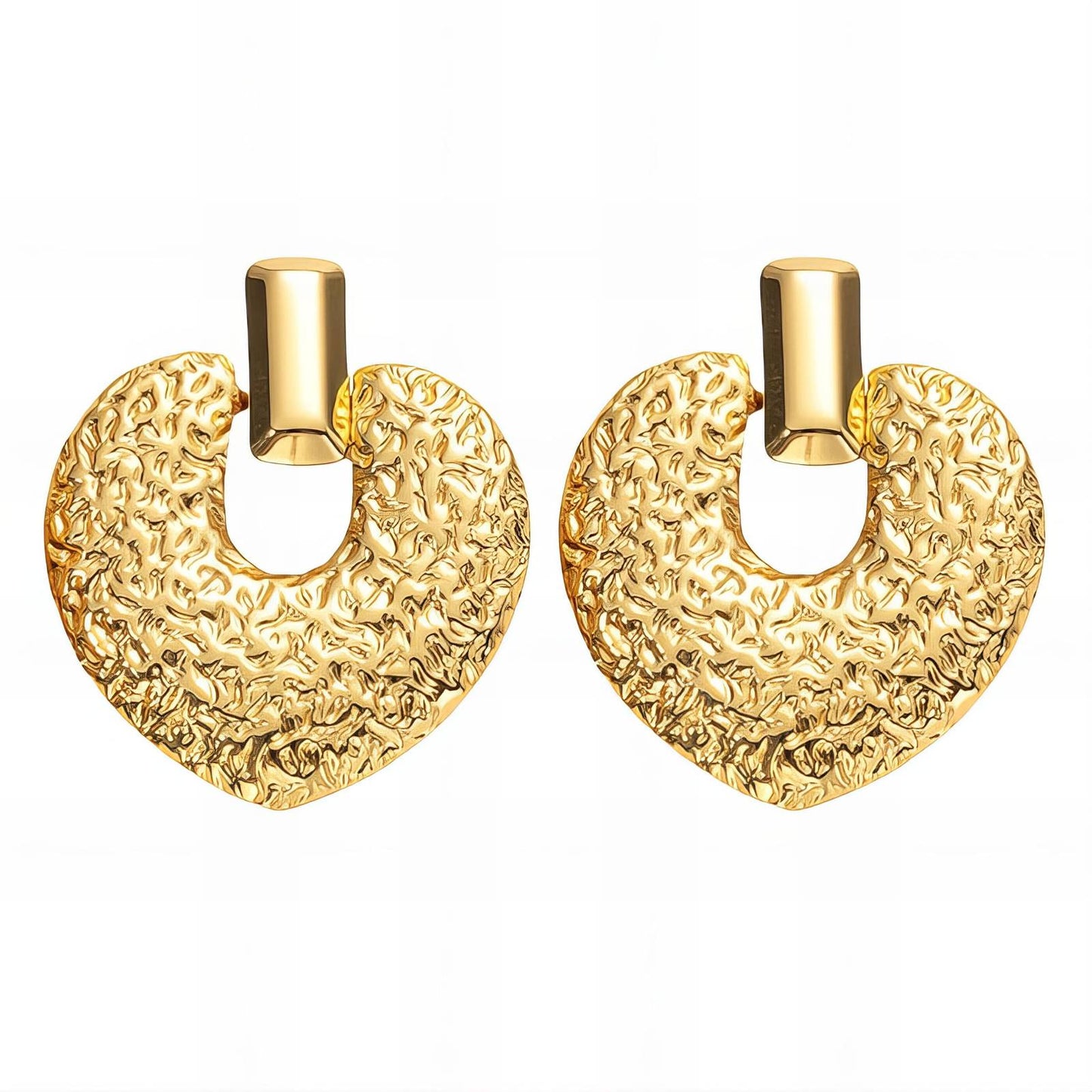 Hearts Earrings, 18K Gold Plated Steel