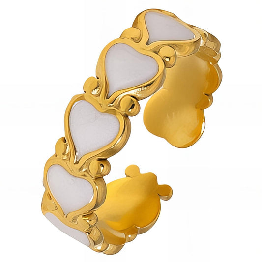 Hearts Ring, 18K Gold Plated Steel