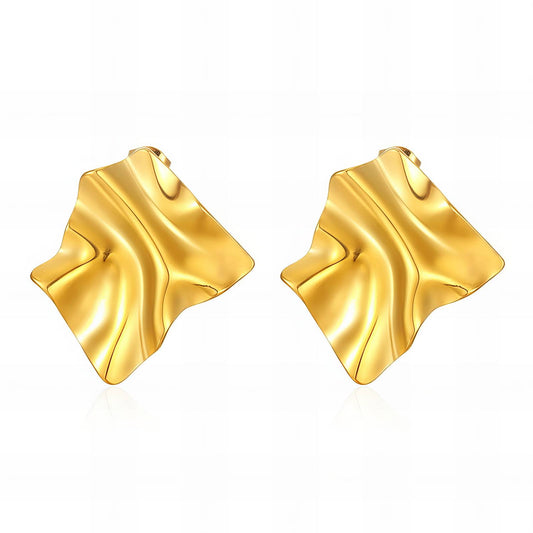Earrings, 18K Gold Plated Steel