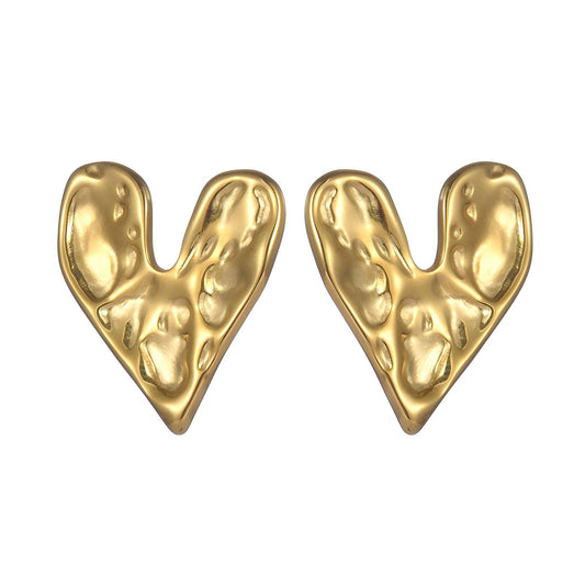 Hearts Earrings, 18K Gold Plated Steel