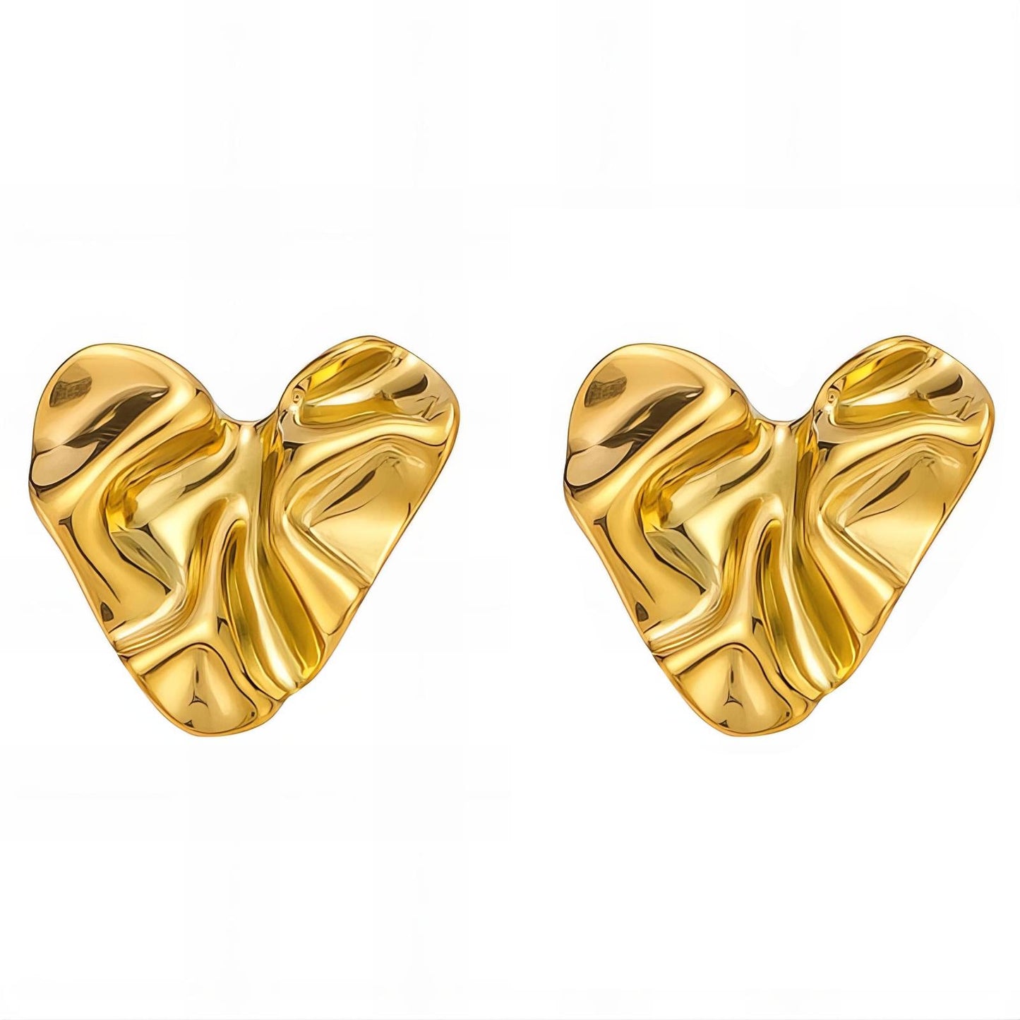 Hearts Earrings, 18K Gold Plated Steel