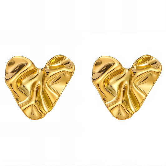 Hearts Earrings, 18K Gold Plated Steel