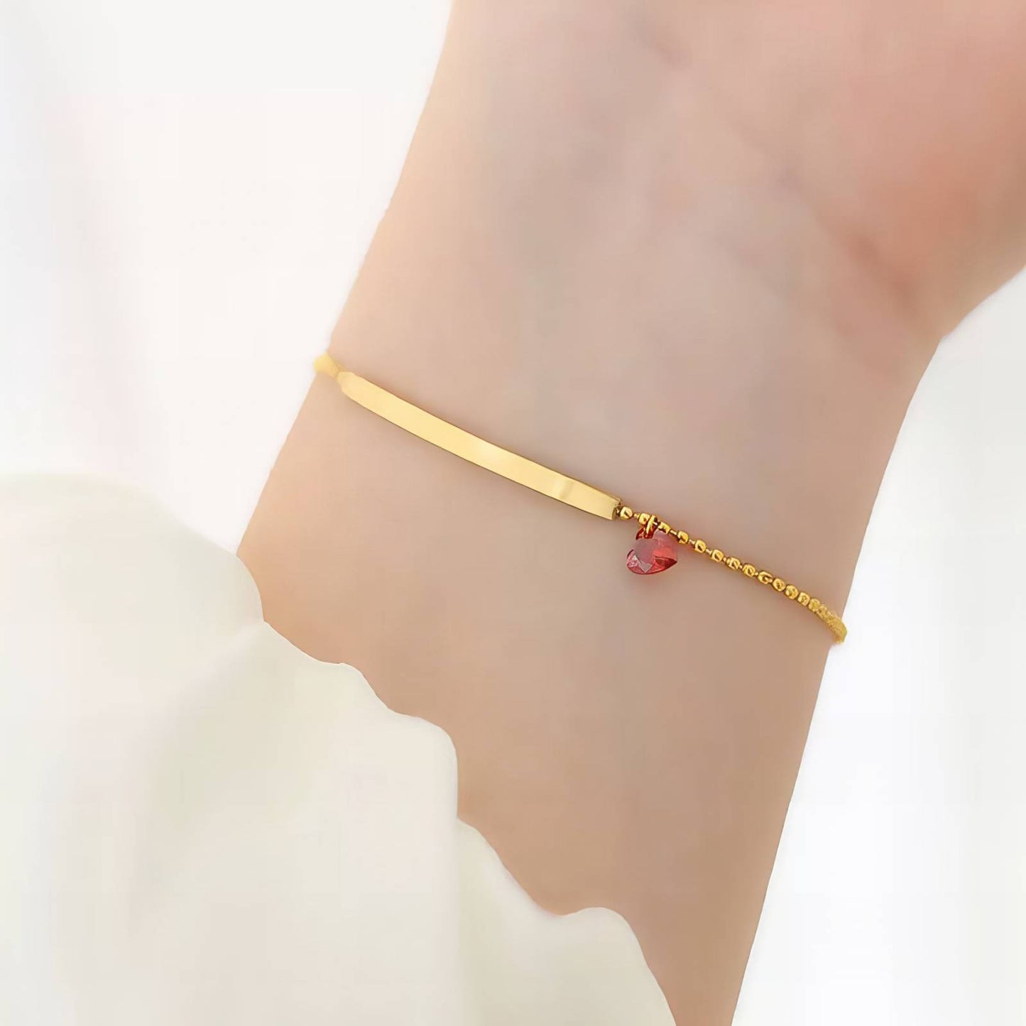 Heart Bracelet, 18K Gold Plated Steel