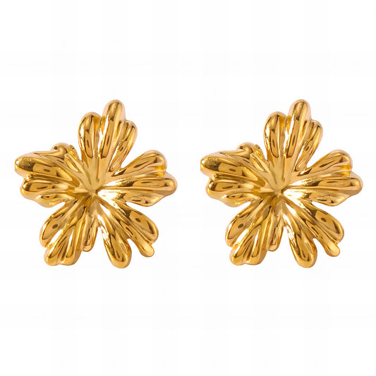 Flowers Earrings, 18K Gold Plated Steel