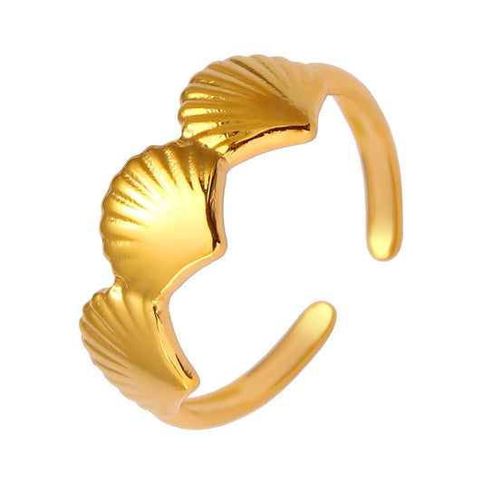 Seashells Ring, 18K Gold Plated Steel