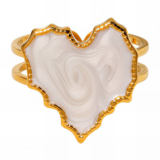 Heart Ring, 18K Gold Plated Steel