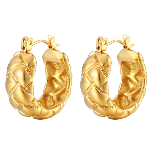 Earrings, 18K Gold Plated Steel