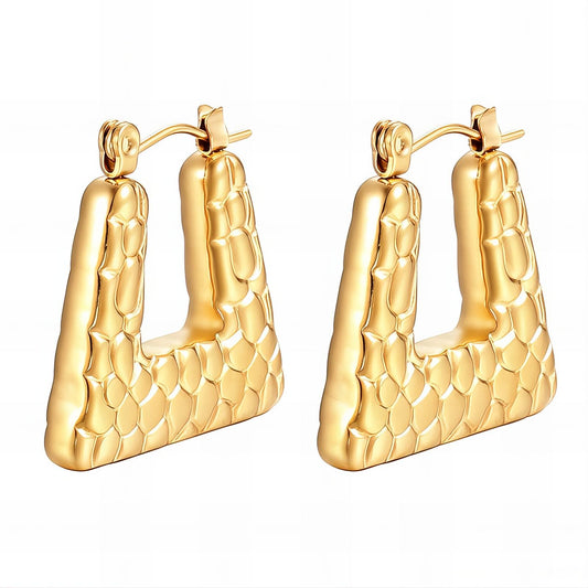 Earrings, 18K Gold Plated Steel