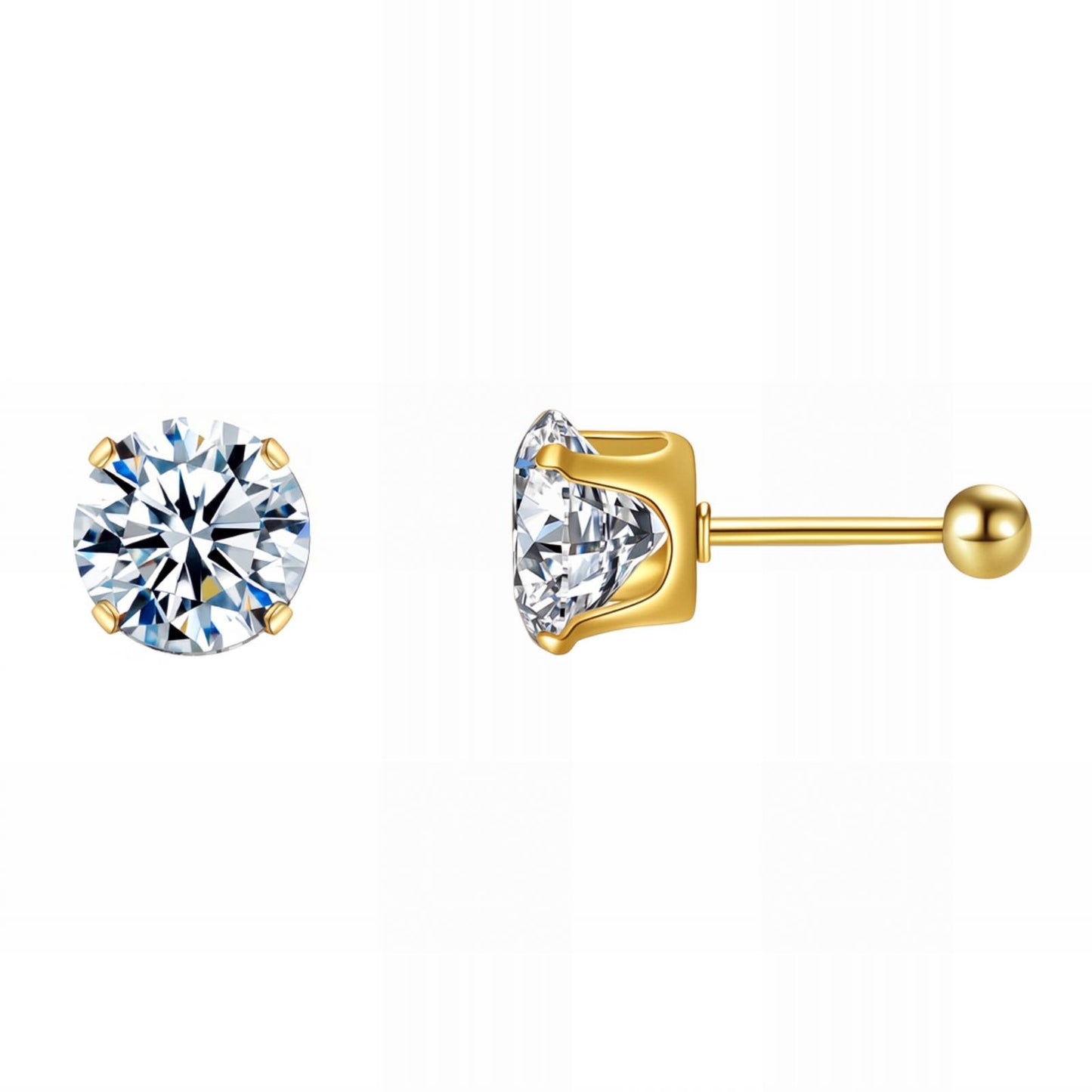 Earrings, 18K Gold Plated Steel