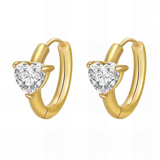Hearts Earrings, 18K Gold Plated Steel