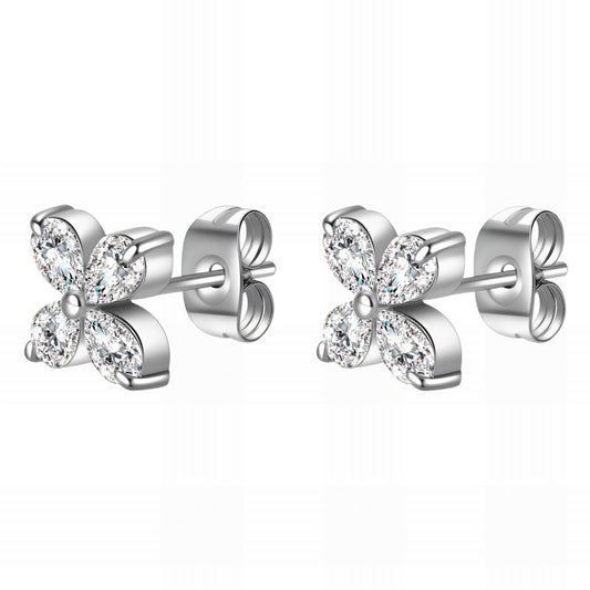 Flower Earrings, Stainless Steel