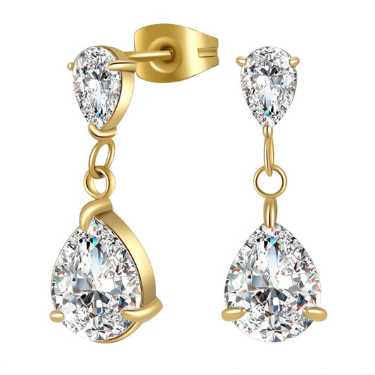 Earrings, 18K Gold Plated Steel