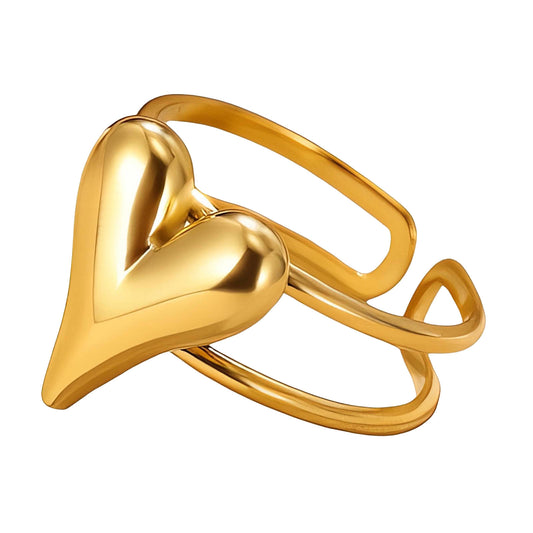 Heart Ring, 18K Gold Plated Steel