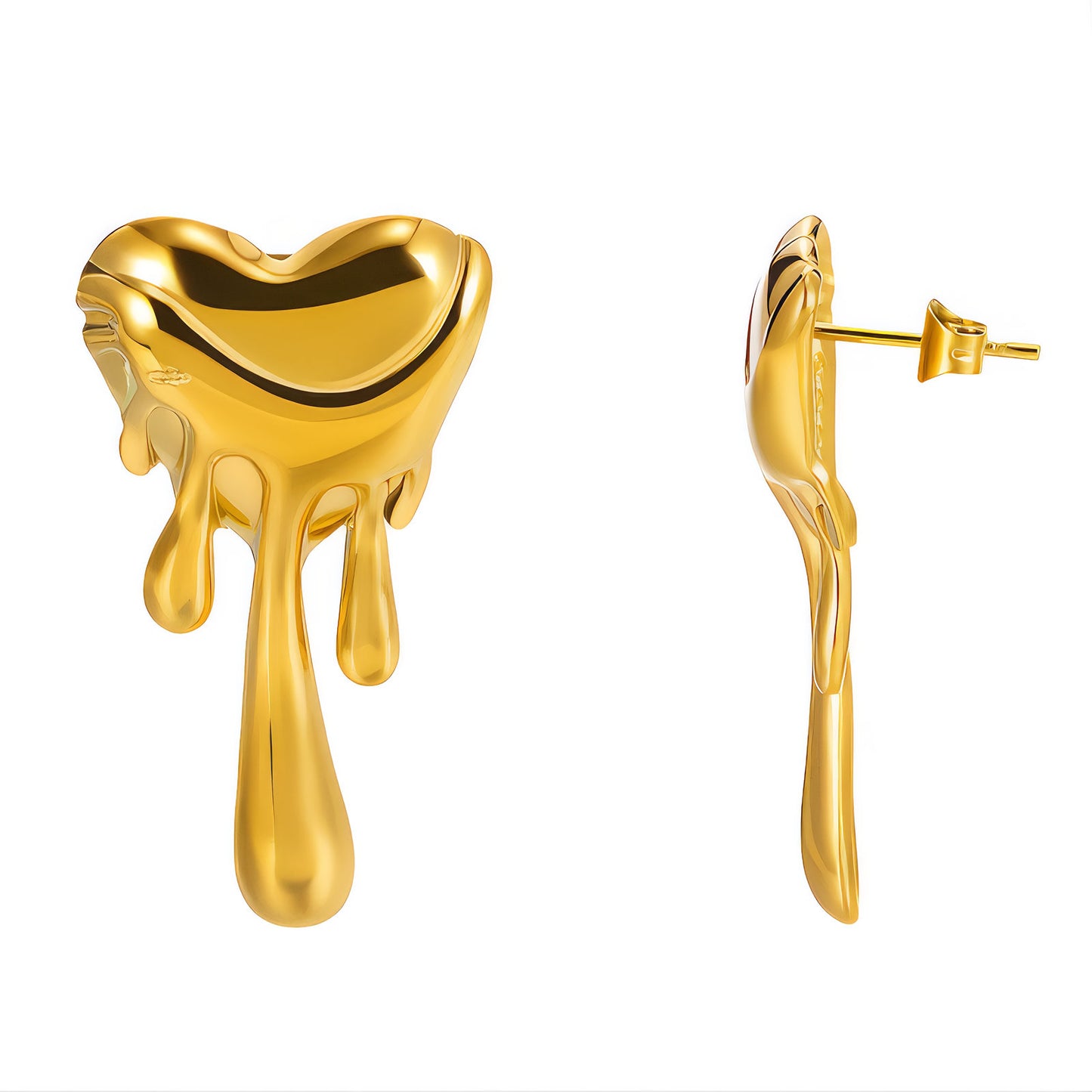 Hearts Earrings, 18K Gold Plated Steel