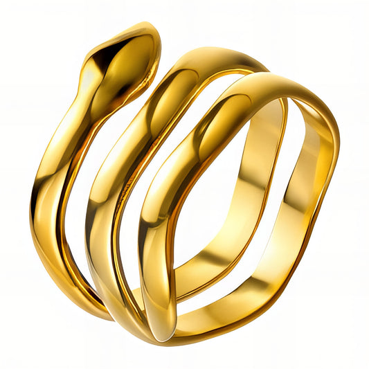 Snake Ring, 18K Gold Plated Steel