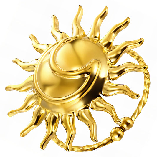 Sun Ring, 18K Gold Plated Steel