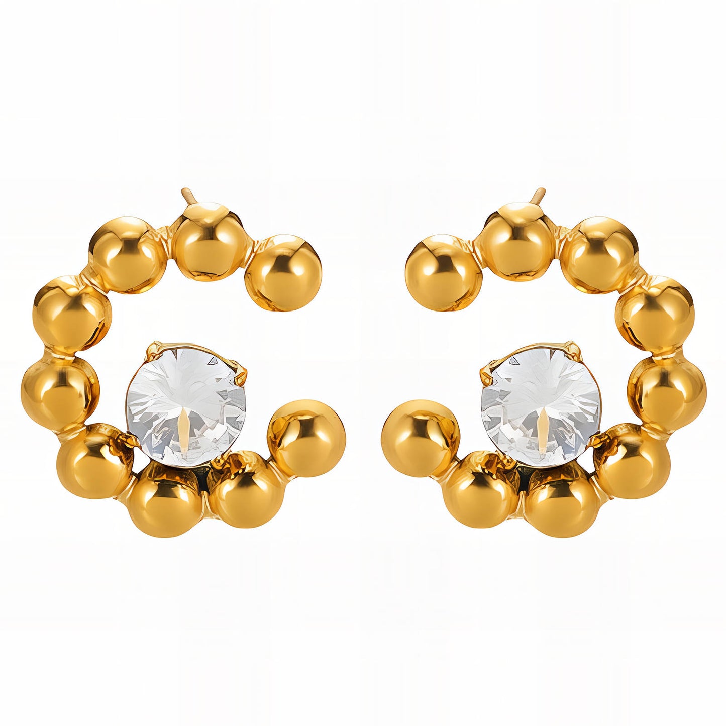 Earrings, 18K Gold Plated Steel
