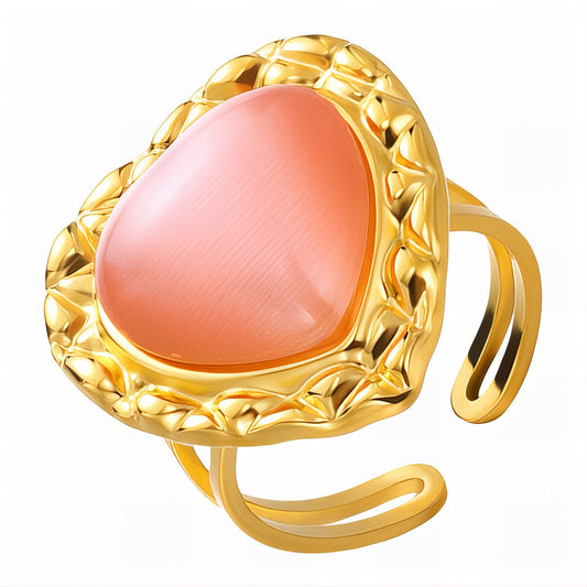 Heart Ring, 18K Gold Plated Steel