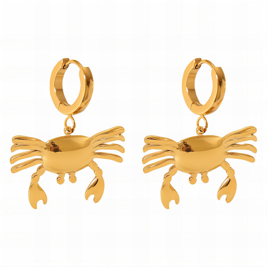 Crabs Earrings, 18K Gold Plated Steel