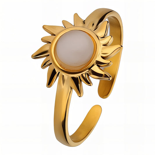 Sun Ring, 18K Gold Plated Steel
