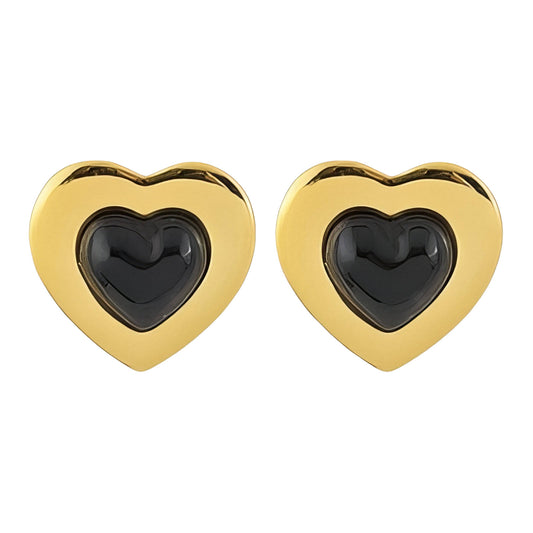 Hearts Earrings, 18K Gold Plated Steel