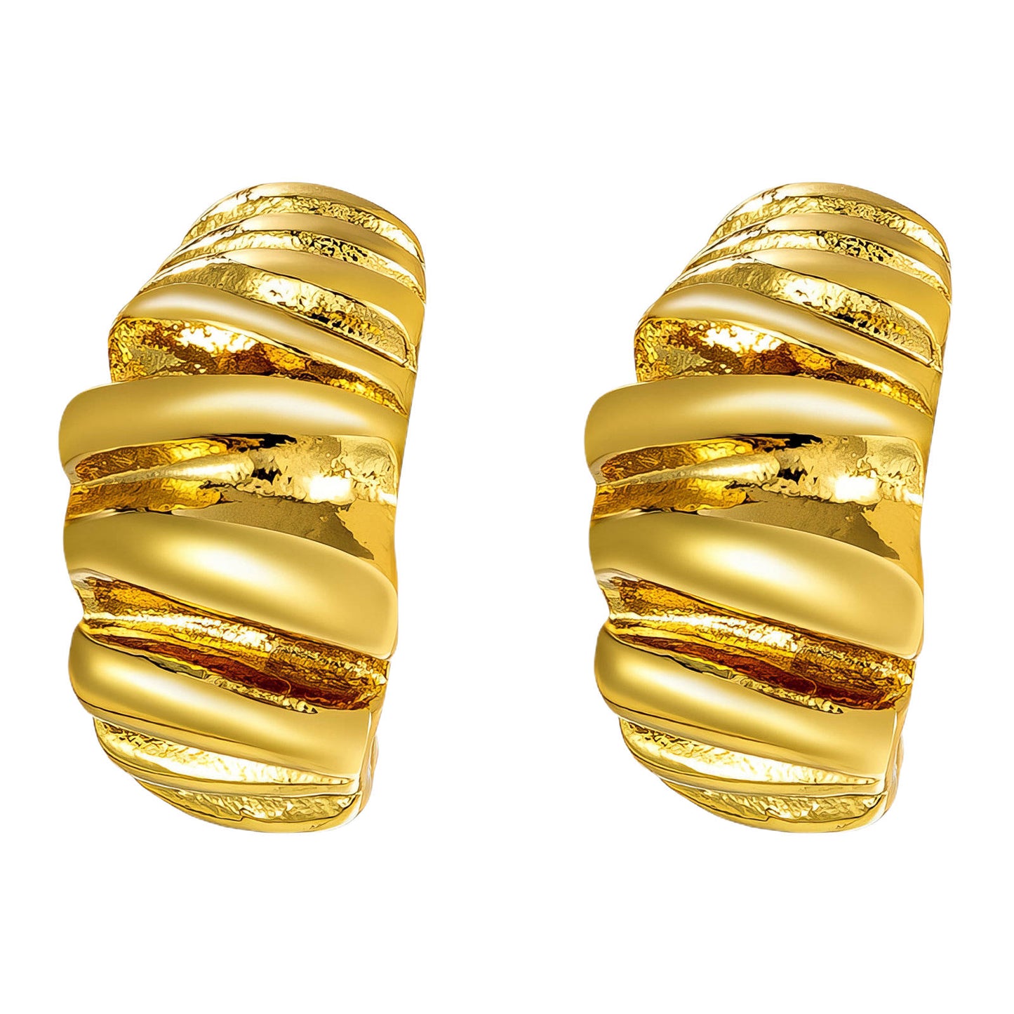 Earrings, 18K Gold Plated Steel
