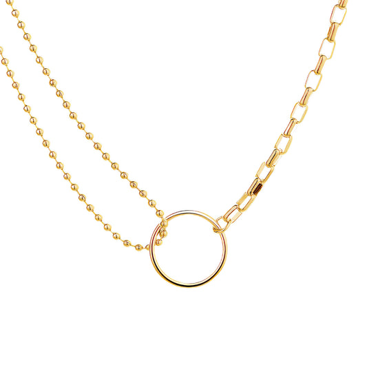 Circle Necklace, 18K Gold Plated Steel