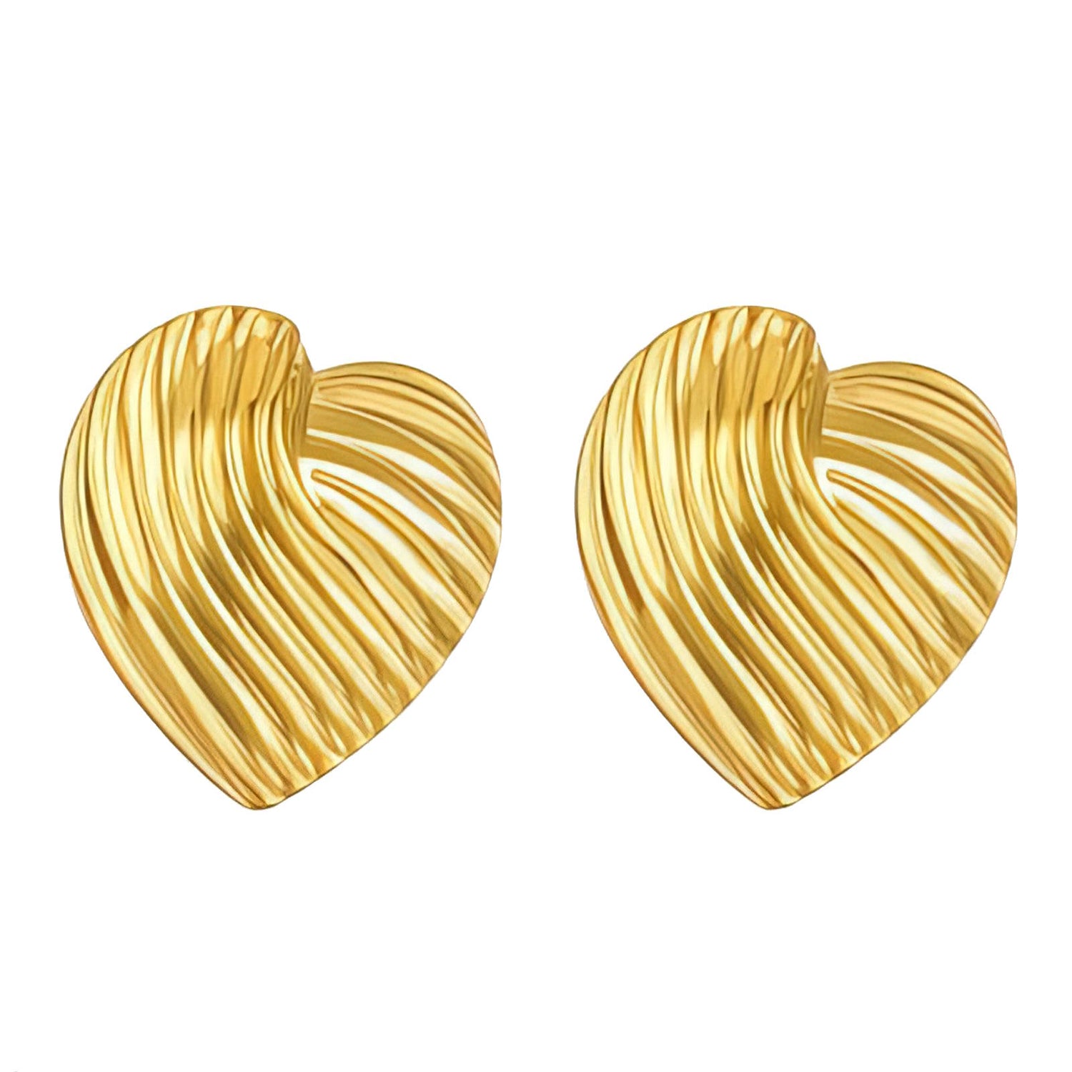 Hearts Earrings, 18K Gold Plated Steel – Luxoroia Dainty Waterproof Gold-Plated Jewelry