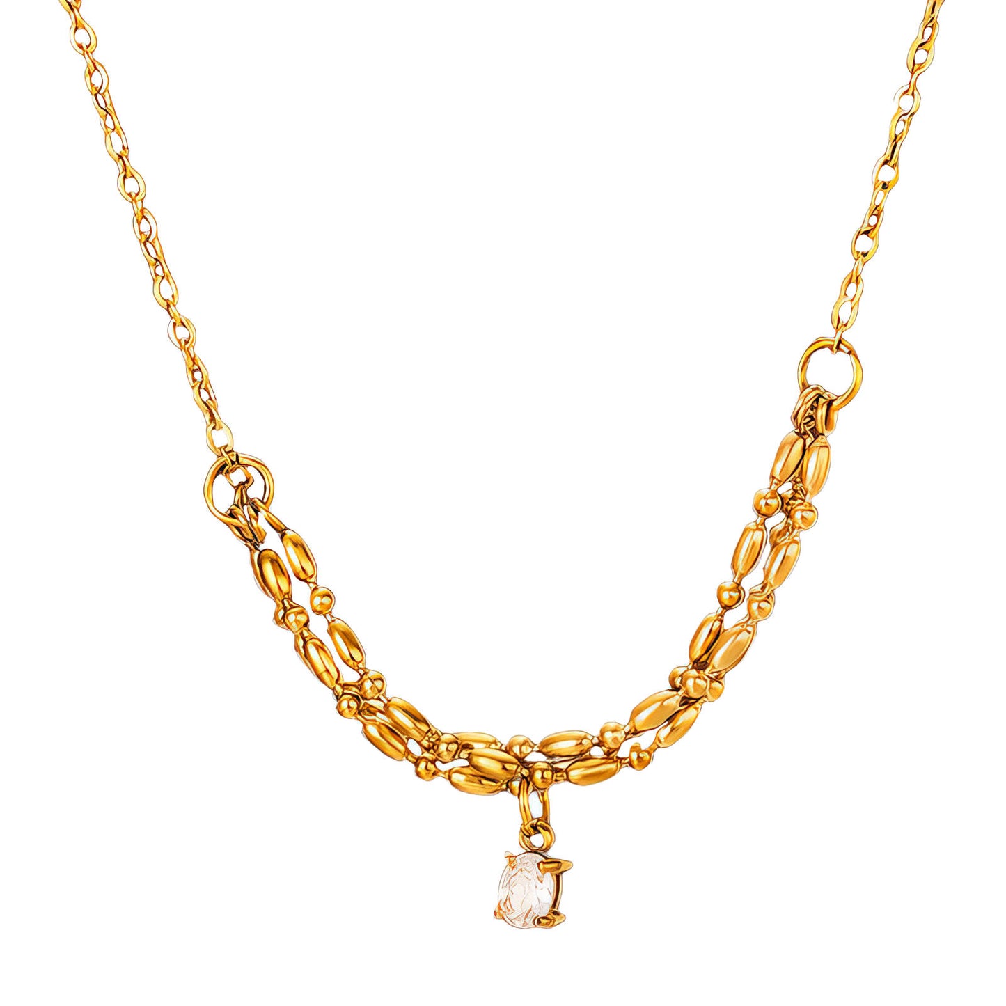 Necklace, 18K Gold Plated Steel