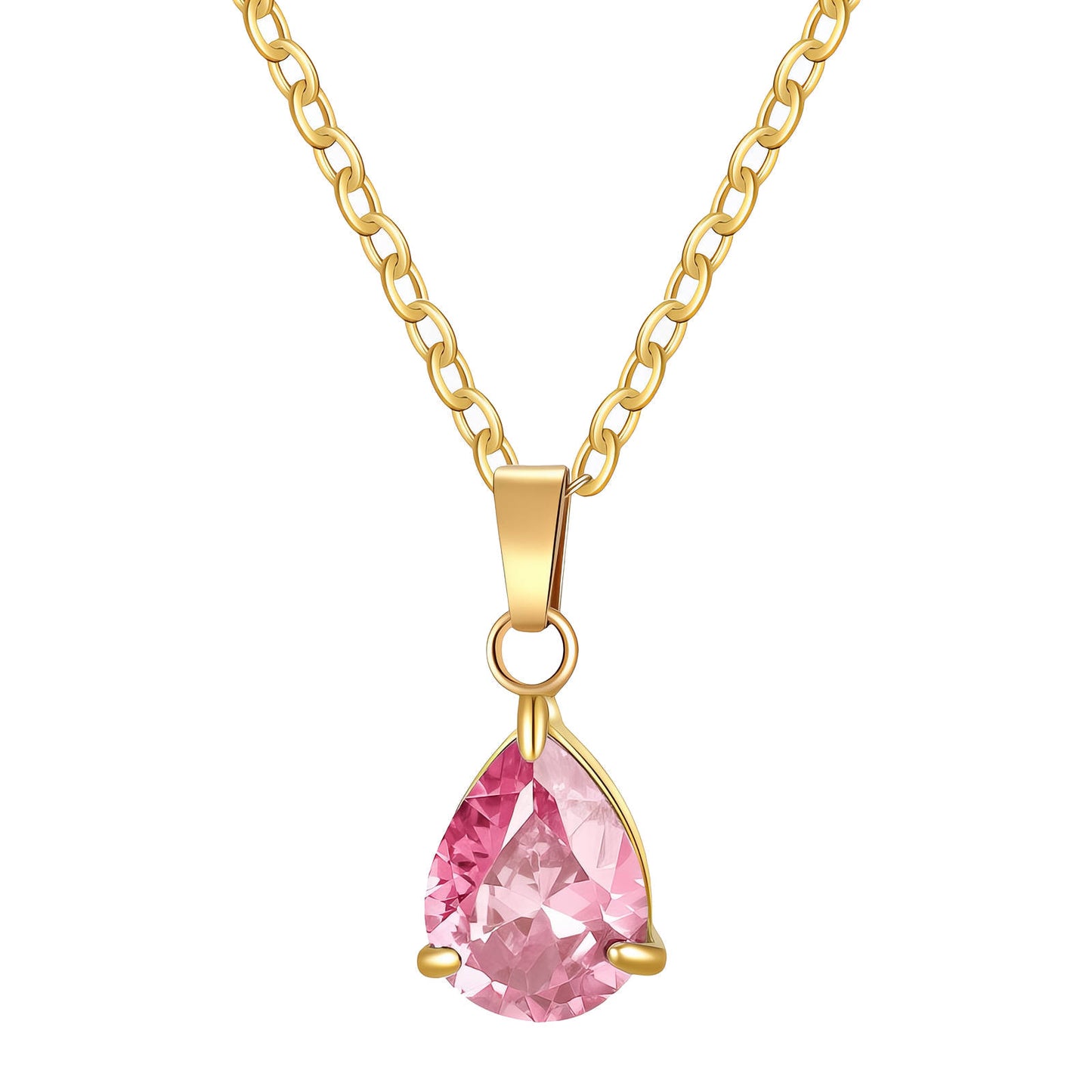 Teardrop Necklace, 18K Gold Plated Steel