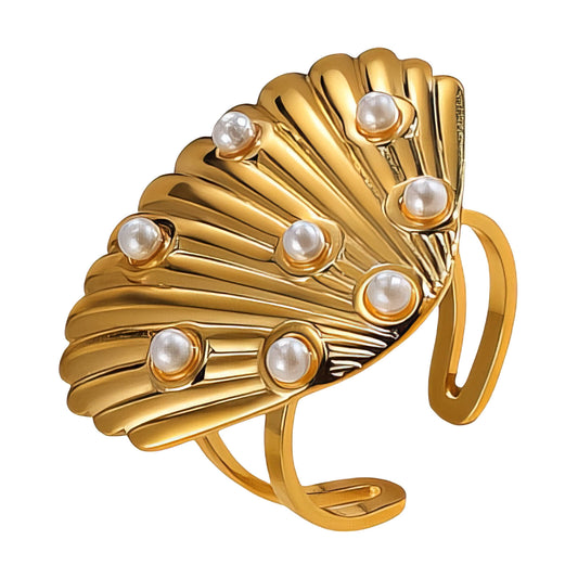 Seashell Ring, 18K Gold Plated Steel