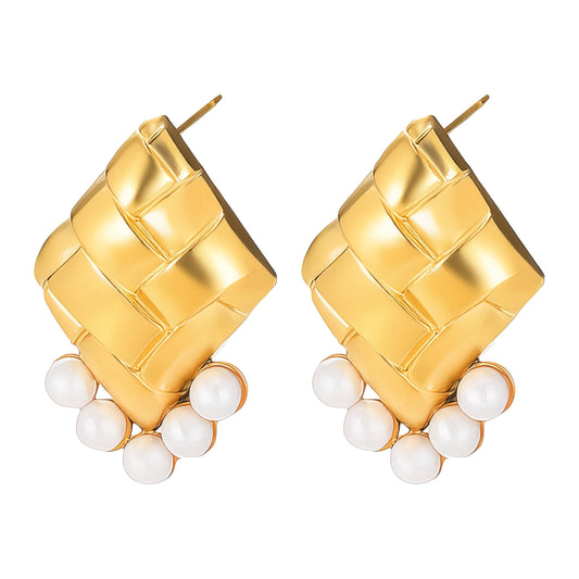 Earrings, 18K Gold Plated Steel