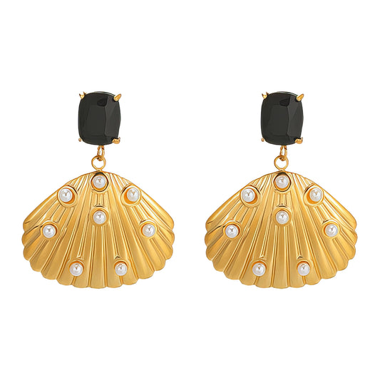 Seashells Earrings, 18K Gold Plated Steel