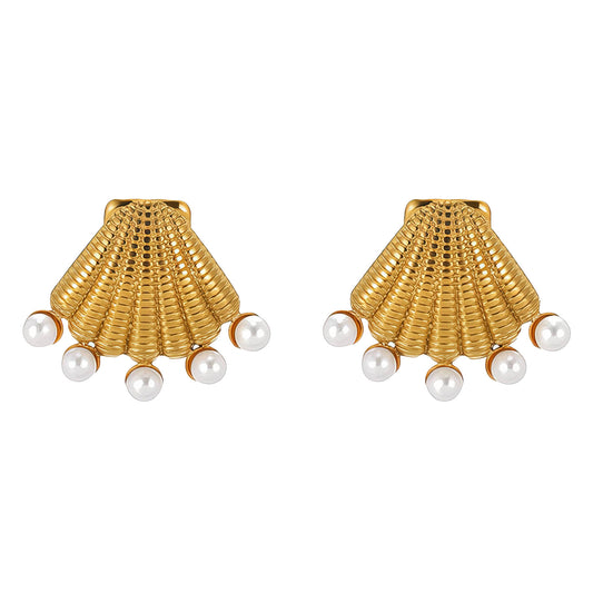 Seashells Earrings, 18K Gold Plated Steel