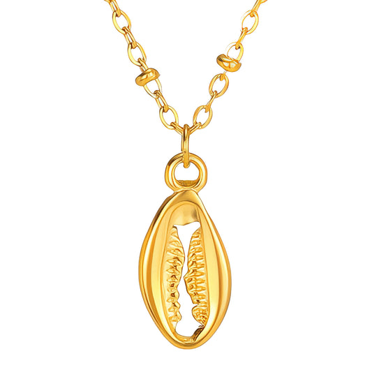 Seashell Necklace, 18K Gold Plated Steel – Luxoroia Dainty Waterproof Gold-Plated Jewelry