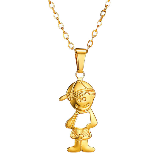 Boy Necklace, 18K Gold Plated Steel – Luxoroia Dainty Waterproof Gold-Plated Jewelry