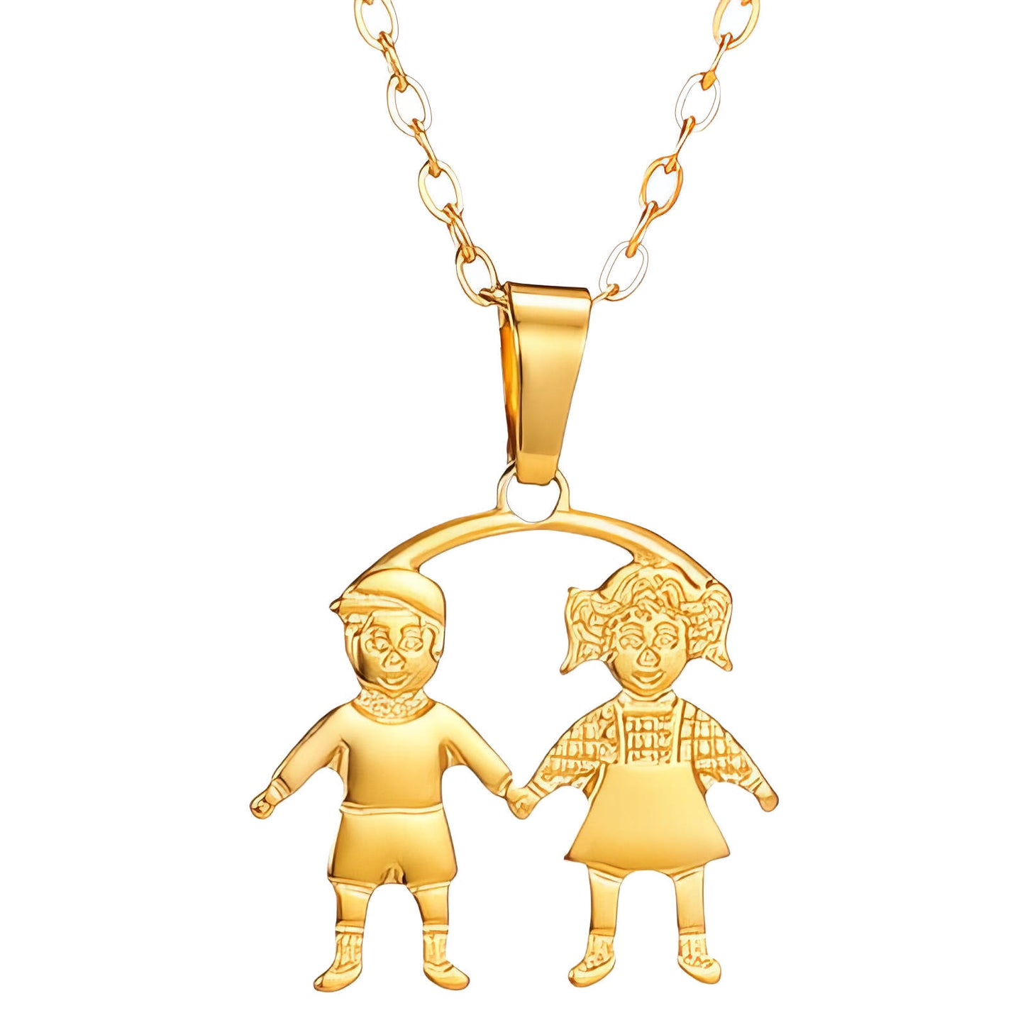 Children Necklace, 18K Gold Plated Steel