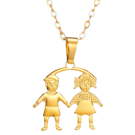 Children Necklace, 18K Gold Plated Steel – Luxoroia Dainty Waterproof Gold-Plated Jewelry