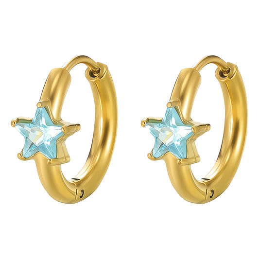 Stars Earrings, 18K Gold Plated Steel